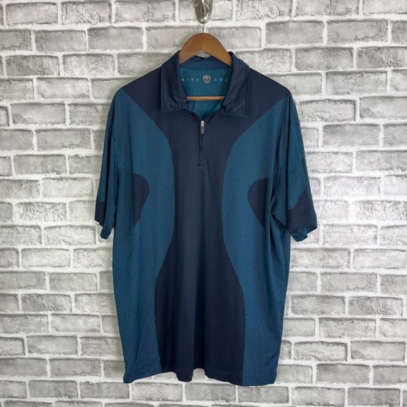 Nike Golf Innovation Futuristic Teal Quarter Zip Performance Golf Polo Mens XL - Picture 2 of 8